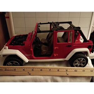 Bruder Jeep Wrangler Unlimited Red White Toy Vehicle Model 02520 Made in Germany